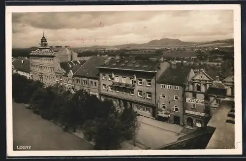 AK Louny, Ortspartie aus der Vogelschau