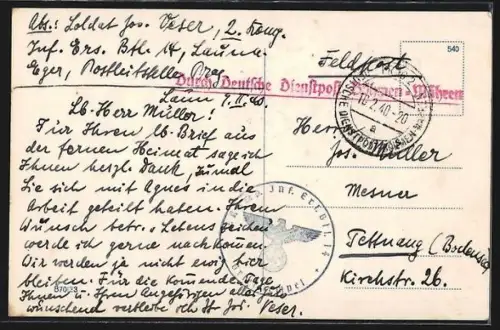 AK Louny, Ortspartie aus der Vogelschau