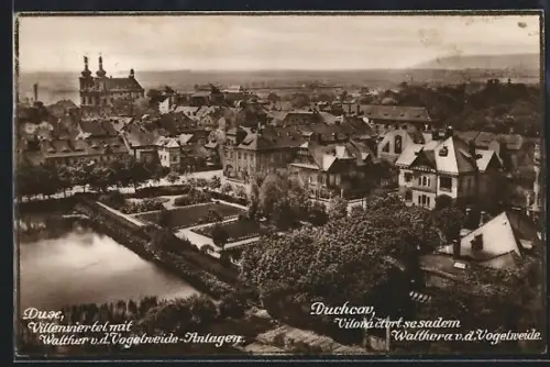 AK Dux, Villenviertel mit Walther von der Vogelweide-Anlagen