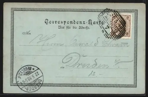 Mondschein-AK Tetschen, Gesamtansicht vom Spitzhütel