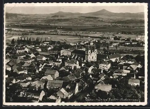AK Mariaschein b. Teplitz, Ortsansicht aus der Vogelschau