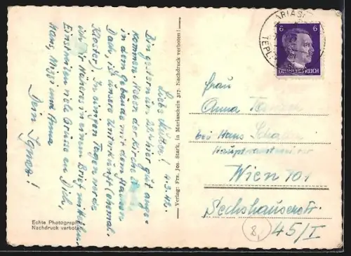 AK Mariaschein b. Teplitz, Ortsansicht aus der Vogelschau