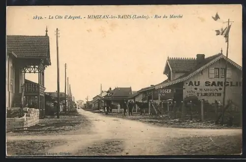 AK Mimizan-les-Bains /Landes, Rue du Marché avec boutiques et passants