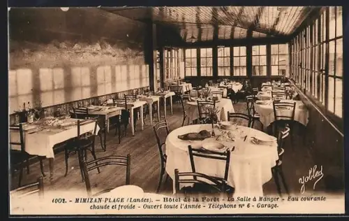 AK Mimizan-Plage /Landes, Hôtel de la Forêt, La Salle à Manger, Eau courante chaude et froide