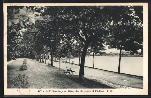 AK Dax /Landes, Allées des Bagnots et l`Adour