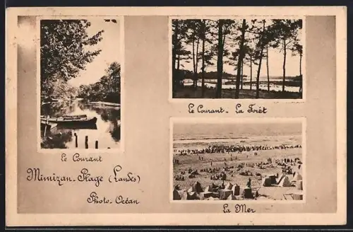 AK Mimizan-Plage /Landes, Le Courant, La Forêt et La Mer