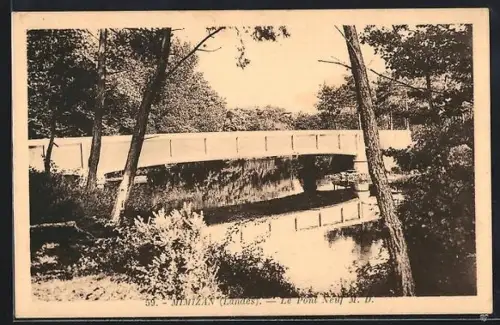 AK Mimizan /Landes, Le Pont Neuf et son reflet sur la rivière