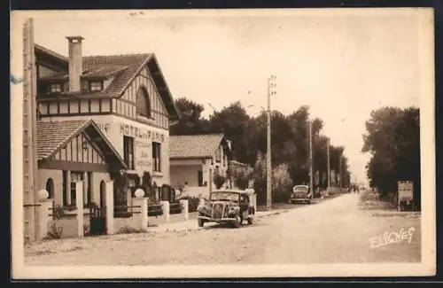 AK Mimizan-Plage /Landes, Hôtel de Paris et Route de la Plage