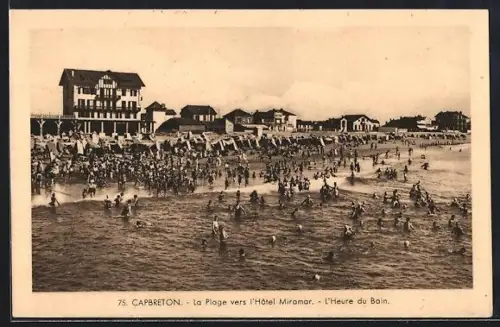AK Capbreton, La Plage vers l`Hôtel Miramar, L`Heure du Bain