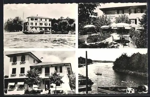AK Capbreton /Landes, Hôtel du Boudigau avec vue sur le canal et terrasse ombragée