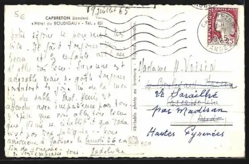 AK Capbreton /Landes, Hôtel du Boudigau avec vue sur le canal et terrasse ombragée