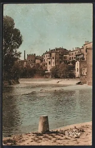 AK Mont-de-Marsan, Chute de la Douze et vue des maisons au bord de l`eau