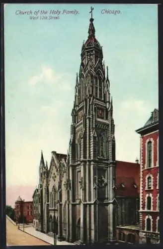 AK Chicago, IL, Church of the Holy Family, West 12th Street