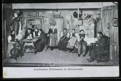 AK Jompfereowe Polterabend im Schwarzwald, Schwarzwälder Tracht
