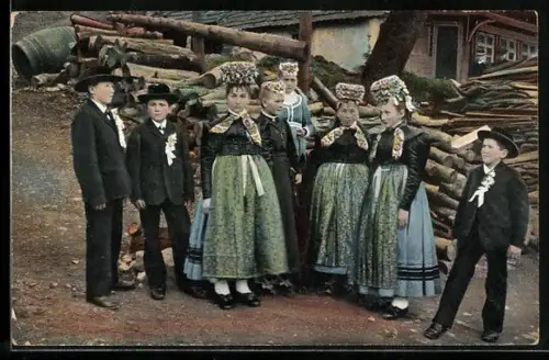 AK Prechthal, Konfirmanden in Schwarzwälder Tracht