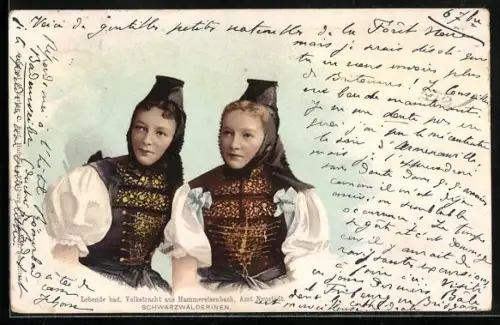 AK Serie: Schwarzwälder Trachten, Schwarzwälderin in Tracht aus Hammereisenbach