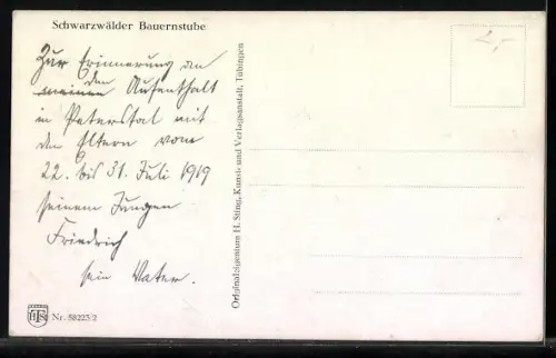 AK Gemütlich in der warmen Stube, Schwarzwälder Tracht