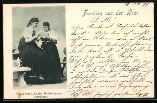 AK Zwei Frauen aus der Baar in Schwarzwälder Tracht