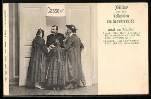 AK Amei in Schwarzwälder Tracht am Schalter