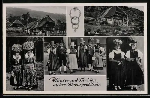 AK Häuser und Trachten an der Schwarzwaldbahn