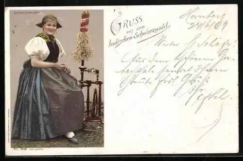 AK Gutachthälerin im badischen Schwarzwald, Schwarzwälder Tracht