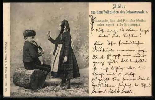 AK Bilder aus dem schwarzwälder Volksleben, Kinder, Hannesle, lass dei Raucha bleiba...