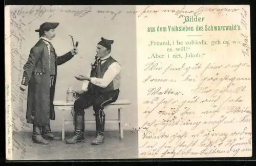 AK Zwei Schwarzwälder mit Tabakspfeife, Schwarzwälder Tracht
