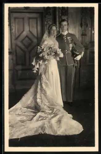 Foto-AK König Gustav Adolf von Schweden bei seiner Hochzeit