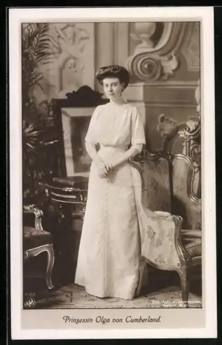 AK Prinzessin Olga von Cumberland im weissen Kleid