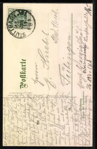 Künstler-AK Raoul Frank: Linienschiff SMS Wörth des Ostasiengeschwaders in stürmischer See