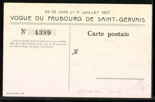 AK Geneve, Vogue du Faubourg de Saint-Gervais 1907, Eglise