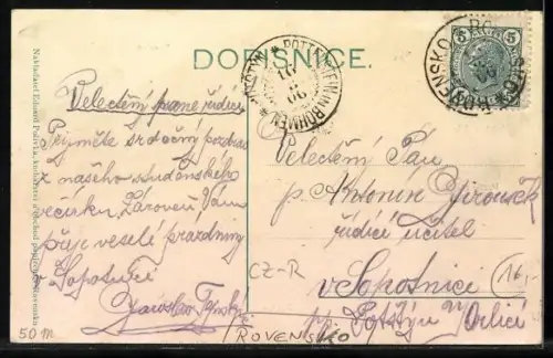 AK Rovensko, Radnice, Partie z Borku, Pohled na Tyn