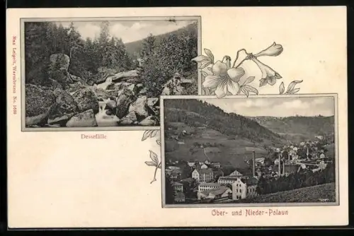 AK Nieder-Polaun, Dessefälle, Blick über den Ort