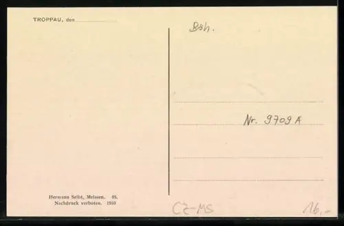 AK Troppau, Jaktarstrasse mit Strassenbahn