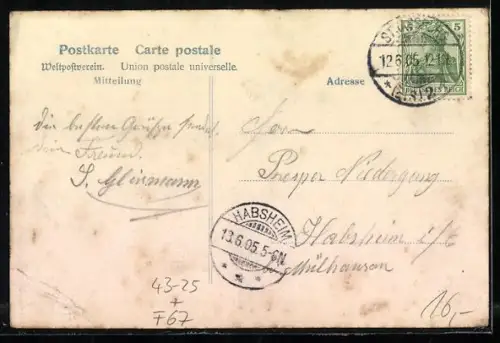 AK Strassburg i. Els., V. Els.-Lothr. Sänger-Bundesfest, Ortsansicht aus der Vogelschau, Kirche