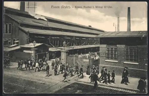 AK Essen /Ruhr, Kruppwerke, Portier Mittag 12 Uhr