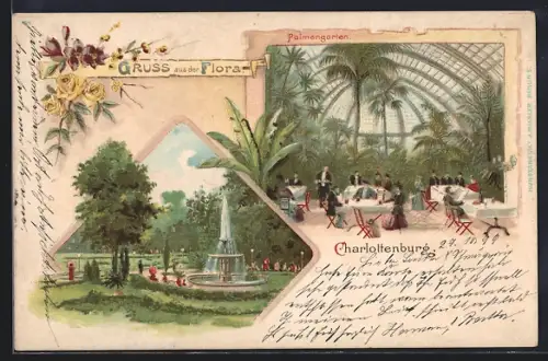 Lithographie Berlin-Charlottenburg, Restaurant Flora, Palmengarten