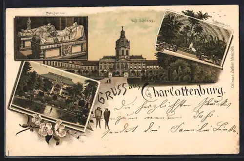 Lithographie Berlin-Charlottenburg, Königliches Schloss, Mausoleum