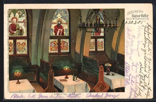 Lithographie Berlin, Apostel-Keller im Kaiser-Keller, Friedrichstrasse 178
