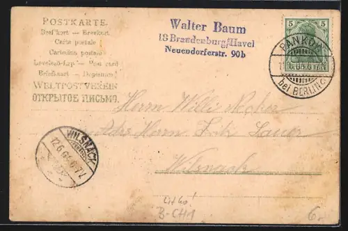 Lithographie Berlin-Charlottenburg, Blick auf Kaiser-Wilhelm-Gedächniskirche