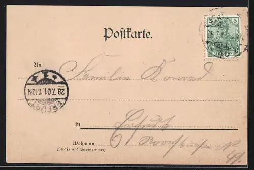 Lithographie Berlin-Tiergarten, Bismarck-Denkmal, Fürst Bismarck