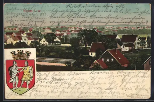 AK Bünde i. W., Teilansicht, Wappen