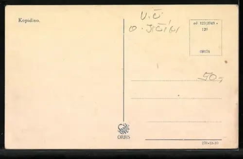 AK Kopidlno, Panorama mit Kirche