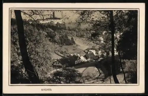 AK Nachod, Panorama mit Schloss