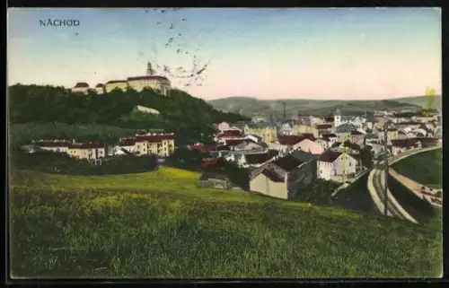 AK Náchod, Panorama mit Schloss