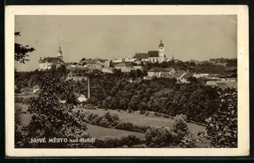 AK Nove Mesto nad Metují, Panorama mit Kirche