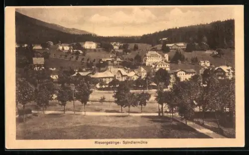 AK Spindelmühle / Spindleruv Mlyn, Teilansicht vom Hügel aus