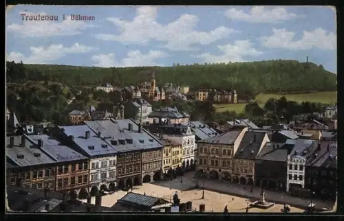 AK Trautenau / Trutnov, Gesamtansicht aus der Vogelschau