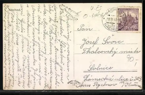 AK Náchod, Panorama mit Schloss