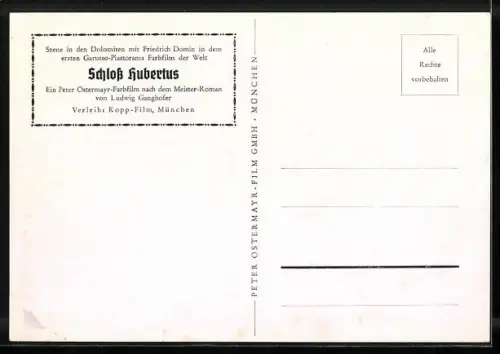 AK Filmszene Schloss Hubertus mit Friedrich Domin in den Dolomiten